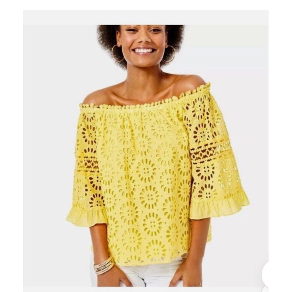 Lilly Pulitzer Laurenne Off-the-Shoulder Eyelet Top Size M